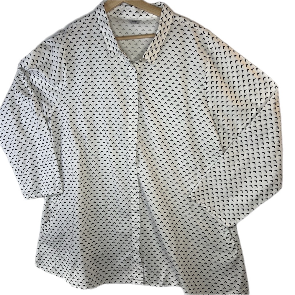 Plus 100% Cotton Tulip Womens Button Up Long Sleeve Blouse Shirt Top Bird Sz Lg‎